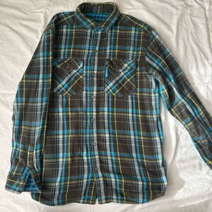 Columbia Reversile Men's Teal and Brown‎ Checkered flannel